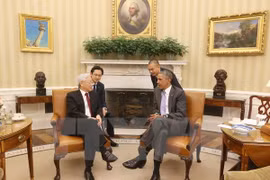 Tổng Bí thư Nguyễn Phú Trọng hội đàm với Tổng thống Hoa Kỳ Barack Obama. (Ảnh: Trí Dũng/TTXVN)