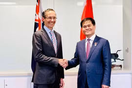 Thứ trưởng Bùi Văn Khắng hội đàm với Bộ trưởng Bộ Ngân khố Australia. (Ảnh" CTV/Vietnam+)