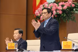 Thủ tướng Phạm Minh Chính chủ trì buổi mặt mặt các doanh nhân. (Ảnh: Dương Giang/TTXVN) 