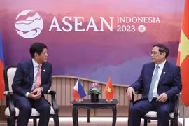 Sáng 7/9/2023, tại thủ đô Jakarta, Indonesia, Thủ tướng Phạm Minh Chính gặp Tổng thống Philippines Ferdinand Romualdez Marcos Jr. (Ảnh: Dương Giang/TTXVN) 