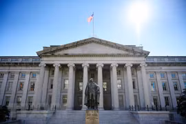 Tòa nhà Bộ Tài chính Mỹ ở Washington, DC. (Ảnh: AFP/TTXVN)