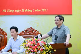 Thủ tướng Phạm Minh Chính kết luận buổi làm việc với lãnh đạo chủ chốt tình Hà Giang. (Ảnh: Dương Giang/TTXVN)