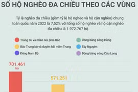 [Infographics] Tỷ lệ số hộ nghèo đa chiều phân theo các vùng