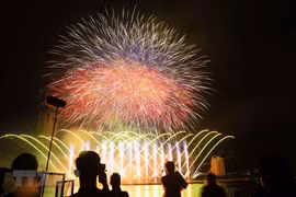 Màn trình diễn pháo hoa của đội Phần Lan tại Lễ hội Pháo hoa quốc tế Đà Nẵng 2019. (Ảnh: Trần Lê Lâm/TTXVN)