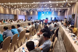 Nhiều đại biểu là lãnh đạo các cơ quan báo chí tham dự Diễn đàn Kinh tế báo chí tại Quy Nhơn. (Ảnh: TTXVN phát)