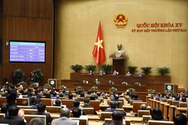 449/489 đại biểu tán thành thông qua Nghị quyết về Quy hoạch tổng thể quốc gia thời kỳ 2021-2030, tầm nhìn 2050. (Ảnh: An Đăng/TTXVN)