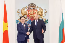 Chủ tịch Quốc hội Vương Đình Huệ và Tổng thống Bulgaria Rumen Radev. (Ảnh: Doãn Tấn/TTXVN) 