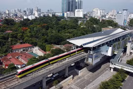 Đoạn trên cao của dự án metro Nhổn-Ga Hà Nội đã được cấp chứng nhận an toàn hệ thống. (Ảnh: Huy Hùng/TTXVN)