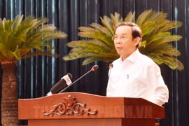 Bí thư Thành ủy Thành phố Hồ Chí Minh Nguyễn Văn Nên phát biểu tại Hội nghị. (Nguồn: hcmcpv.org.vn)