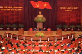 Tổng Bí thư Nguyễn Phú Trọng dự Hội nghị toàn quốc ngành Tổ chức xây dựng Đảng năm 2016 (Hà Nội, 26/3/2016). (Ảnh: Trí Dũng/ TTXVN)