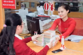 Khách hàng làm thủ tục vay vốn tại Agribank. (Ảnh: Trần Việt/TTXVN)