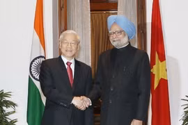 Thủ tướng Manmohan Singh đón, hội đàm với Tổng Bí thư Nguyễn Phú Trọng thăm cấp Nhà nước tới Cộng hòa Ấn Độ ngày 20/11/2013. (Ảnh: Trí Dũng/TTXVN)