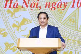 Thủ tướng Phạm Minh Chính chủ trì Hội nghị sơ kết 6 tháng Ủy ban Quốc gia về chuyển đổi số và Đề án 06. (Ảnh: Dương Giang/TTXVN)
