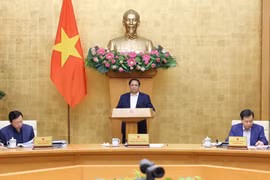 Thủ tướng Phạm Minh Chính chủ trì Phiên họp Chính phủ chuyên đề về xây dựng pháp luật tháng 3/2024. (Ảnh: Dương Giang/TTXVN)