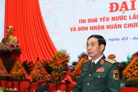 Đại tướng, Bộ trưởng Quốc phòng Phan Văn Giang phát biểu tại Đại hội. (Ảnh: Trọng Đức/TTXVN)