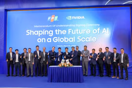 FPT công bố hợp tác chiến lược toàn diện với NVIDIA. (Ảnh: Minh Sơn/Vietnam+)