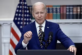 Tổng thống Mỹ Joe Biden công bố kế hoạch xoá nợ sinh viên trong bài phát biểu tại Nhà Trắng ở Washington DC., ngày 24/8/2022. (Ảnh: AFP/TTXVN)