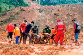 Hiện trường một vụ lở đất tại Indonesia tháng 11/2023. (Ảnh: Reuters)