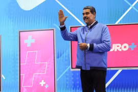 Tổng thống Venezuela Nicolas Maduro phát biểu trong một chương trình truyền hình ở bang Monagas ngày 11/3/2024. (Ảnh: AFP/TTXVN)