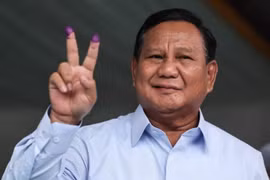 Ứng cử viên Tổng thống Indonesia Prabowo Subianto tại điểm bỏ phiếu ở Bogor ngày 14/2/2024. (Ảnh: AFP/TTXVN)