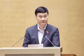Chủ nhiệm Ủy ban Kinh tế của Quốc hội Vũ Hồng Thanh trình bày Báo cáo về dự kiến tiếp thu, giải trình, chỉnh lý dự thảo Luật Kinh doanh bảo hiểm (sửa đổi). (Ảnh: Doãn Tấn/TTXVN)