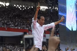 Tổng thống Indonesia Joko Widodo trong cuộc vận động tranh cử ở Jakarta. (Nguồn: THX/TTXVN)