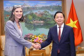 Phó Thủ tướng Trần Hồng Hà tiếp bà Ramla Khalidi, Trưởng đại diện thường trú Tổ chức Phát triển của Liên hợp quốc tại Việt Nam. (Ảnh: Văn Điệp/TTXVN)