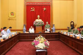 Đại tướng Tô Lâm, Ủy viên Bộ Chính trị, Bí thư Đảng ủy Công an Trung ương phát biểu. (Ảnh: Doãn Tấn/TTXVN)