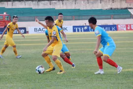 Sông Lam Nghệ An hòa 0-0 Sanna Khánh Hòa trên sân Vinh. (Ảnh: Nguyễn Oanh/TTXVN)