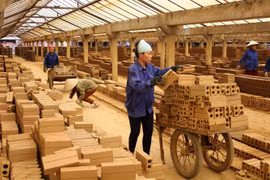 Sản xuất gạch. (Ảnh: Văn Tý/TTXVN)