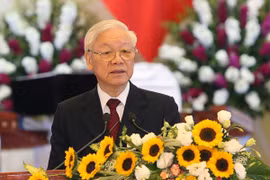Tổng Bí thư, Chủ tịch nước Nguyễn Phú Trọng phát biểu chào mừng Quốc vương Brunei Hassanal Bolkiah. (Ảnh: Dương Giang/TTXVN)