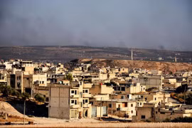 Toàn cảnh thị trấn Khan Shaykhun, tỉnh Idlib ngày 22/8 vừa qua. (Ảnh: THX/TTXVN)