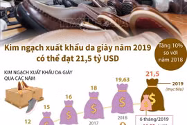 Kim ngạch xuất khẩu da giày năm 2019 có thể đạt 21,5 tỷ USD