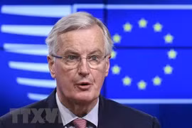 Trưởng phái đoàn đàm phán Brexit của EU Michel Barnier tại cuộc họp báo ở Brussels, Bỉ. (Ảnh: AFP/TTXVN)