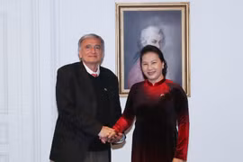 Chủ tịch Quốc hội Nguyễn Thị Kim Ngân tiếp đoàn Hội hữu nghị Pháp-Việt do ông Jean – Pierre Archambault, Tổng Thư ký Hội hữu nghị Pháp-Việt làm trưởng đoàn đến chào. (Ảnh: Trọng Đức/TTXVN)