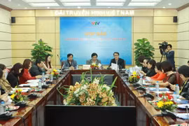 Đài Truyền hình Việt Nam tổ chức họp báo Liên hoan Truyền hình toàn quốc lần thứ 35. (Ảnh: Minh Quyết/TTXVN)