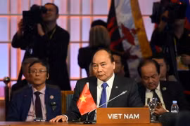 Thủ tướng Chính phủ Nguyễn Xuân Phúc dự Phiên họp Đối tác kinh tế khu vực toàn diện (RCEP). (Ảnh: Thống Nhất/TTXVN)