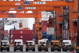 Hàng hóa được vận chuyển tại cảng Tokyo. (Nguồn: AFP/TTXVN)