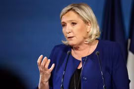 Lãnh đạo đảng cực hữu Mặt trận Quốc gia (RN) của Pháp Marine Le Pen trong một bài phát biểu ở Villeblevin ngày 21/5/2019. (Nguồn: AFP/TTXVN) 