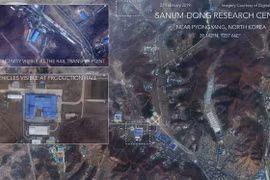 Hình ảnh do vệ tinh của công ty Digital Globe chụp vào ngày 22/2/2019 cho thấy hoạt động tại phóng Sanumdong của Triều Tiên. (Nguồn: WFSB/TTXVN) 