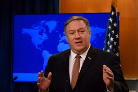 Ảnh tư liệu: Ngoại trưởng Mỹ Mike Pompeo phát biểu trong cuộc họp báo tại Washington D.C., ngày 15/3. (Nguồn: THX/TTXVN)