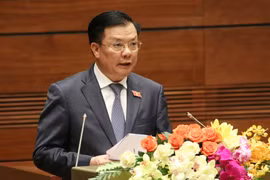 Bộ trưởng Bộ Tài chính Đinh Tiến Dũng, thừa ủy quyền của Thủ tướng Chính phủ trình bày Tờ trình đề nghị Quốc hội phê chuẩn quyết toán ngân sách nhà nước năm 2017. (Ảnh: Văn Điệp/TTXVN)