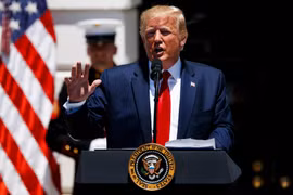 Tổng thống Mỹ Donald Trump tại cuộc họp báo ở Nhà Trắng, Washington, DC. (Nguồn: THX/TTXVN)
