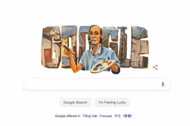 Hình ảnh họa sỹ Bùi Xuân Phái được Google vinh danh trên trang tìm kiếm.