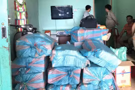 Số pháo lậu bị thu giữ. (Ảnh: Dư Toán/TTXVN)