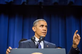 Tổng thống Mỹ Barack Obama phát biểu tại một hội nghị ở thủ đô Washington, DC. (Nguồn: AFP/TTXVN)