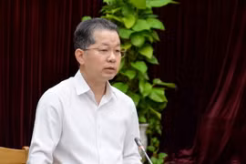 Ông Nguyễn Văn Quảng, Ủy viên Trung ương Đảng, Bí thư Thành ủy, Trưởng Ban chỉ đạo Thành ủy Đà Nẵng về phòng, chống tham nhũng, tiêu cực, phát biểu tại phiên họp. (Ảnh: Quốc Dũng/TTXVN)