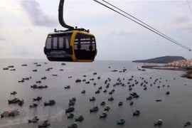 Cáp treo An Thới-Hòn Thơm, thành phố Phú Quốc, tỉnh Kiên Giang. (Ảnh: Lê Huy Hải/TTXVN)