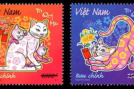 2 mẫu tem Tết Quý Mão. (Ảnh: Bưu điện Việt Nam)