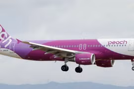 Máy bay của Hãng hàng không Peach Aviation. (Nguồn: Kyodo)